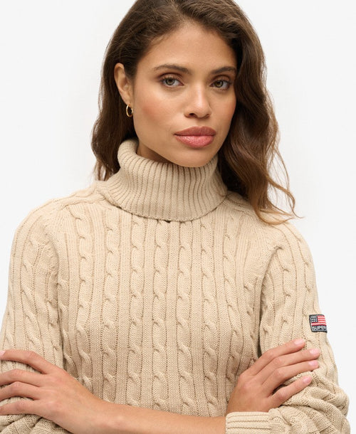 Womens' Turtleneck Long Sleeve Cable Knit Sweaters