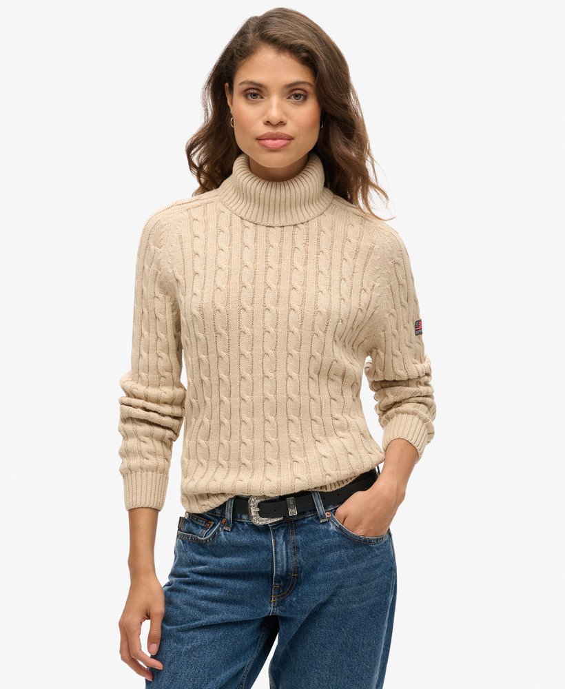 Womens' Turtleneck Long Sleeve Cable Knit Sweaters